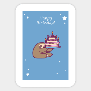 Happy Birthday Cake Sloth Sticker